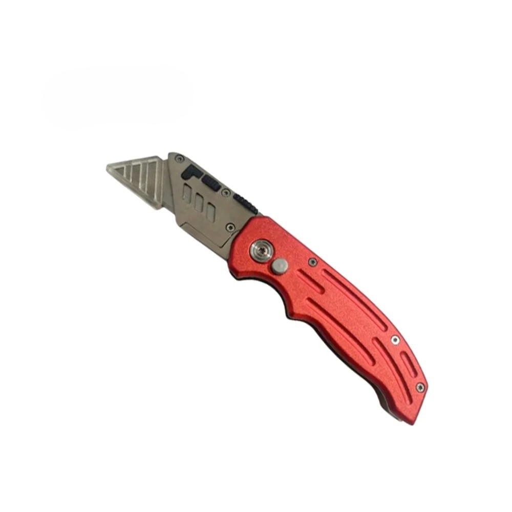 Нож строительный складной Deli RS EDL040, трапеция, 19T, красный