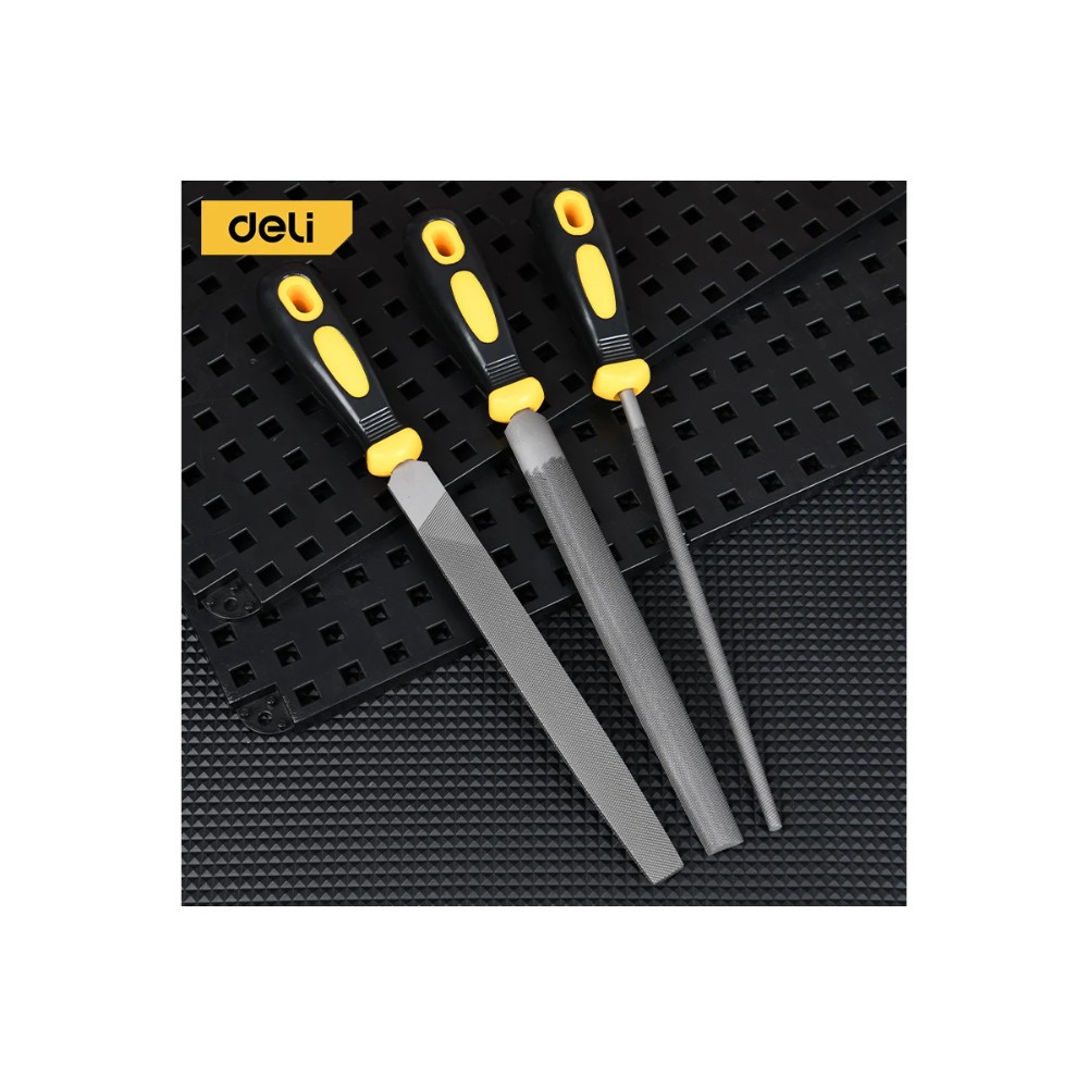 Набор напильников Deli YS EDL352083, 3 шт, 200 мм, черный, желтый