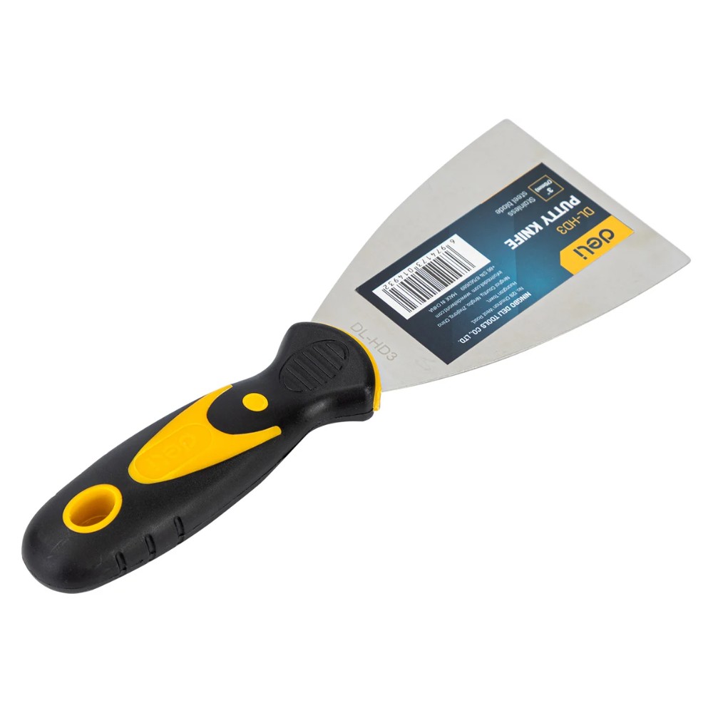 Шпатель нержавеющий Deli YS EDL-HD3, 75 мм, ручка 2K, черный, желтый