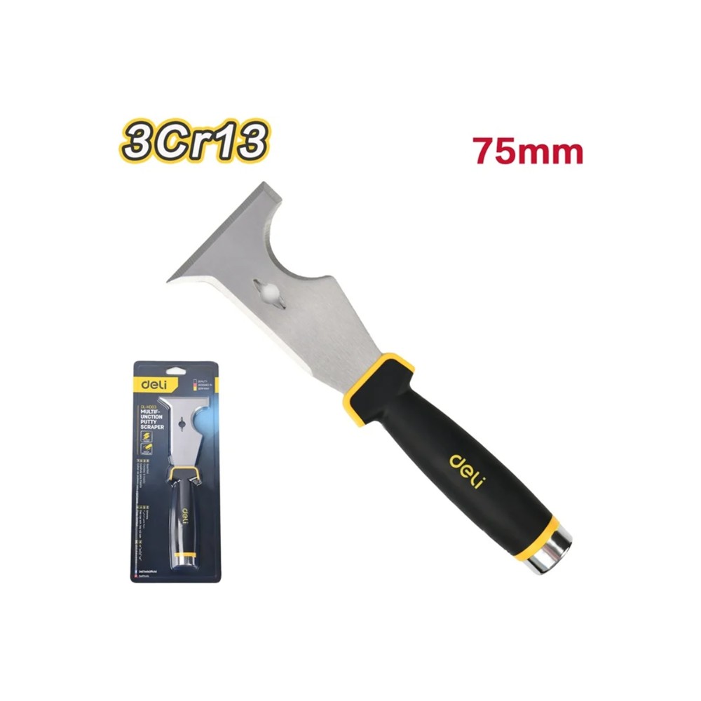 Шпатель-скребок многофункциональный Deli YS EDL-HD03, 75 мм, черный, желтый