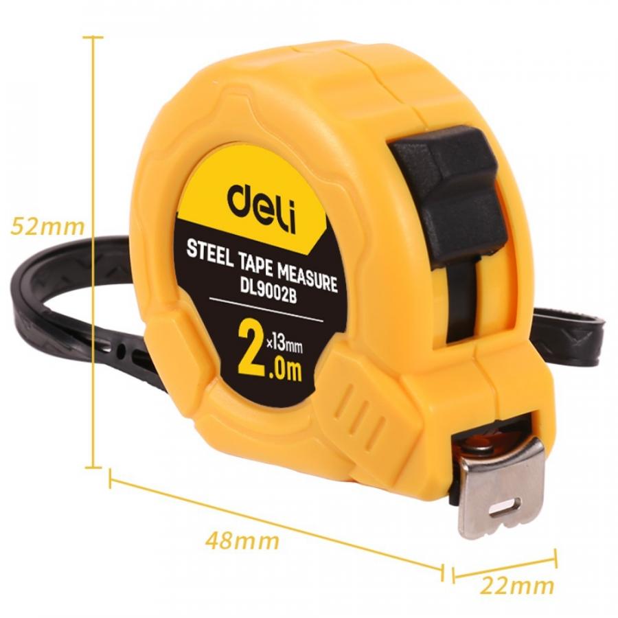Рулетка Deli YS EDL9002B, 2 м х 13 мм, желтый, черный