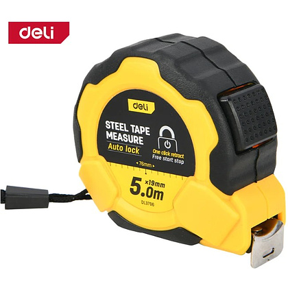 Рулетка Deli YS EDL3796, 5 м х 19 мм, желтый, черный