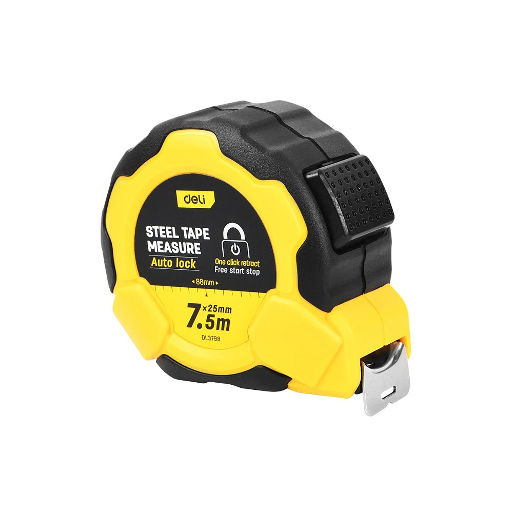 Рулетка Deli YS EDL3798, 7,5 м х 25 мм, желтый, черный