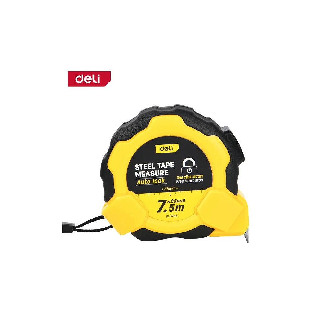 Рулетка Deli YS EDL3798, 7,5 м х 25 мм, желтый, черный