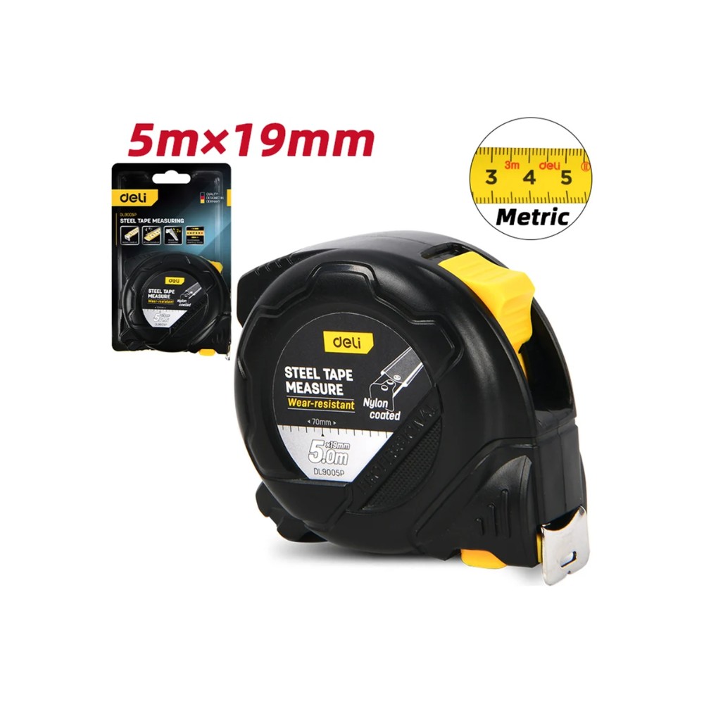 Рулетка Deli YS EDL9005P, 5 м х 19 мм, желтый, черный