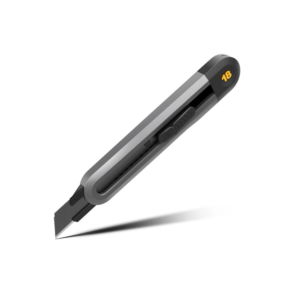 Нож строительный Deli HS EHT4018, 18 мм, Soft Touch, черный