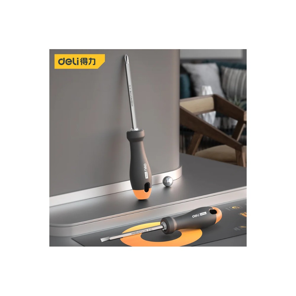 Отвертка Deli HS HT1055C, PH1х100 мм, Soft Touch, оранжевый