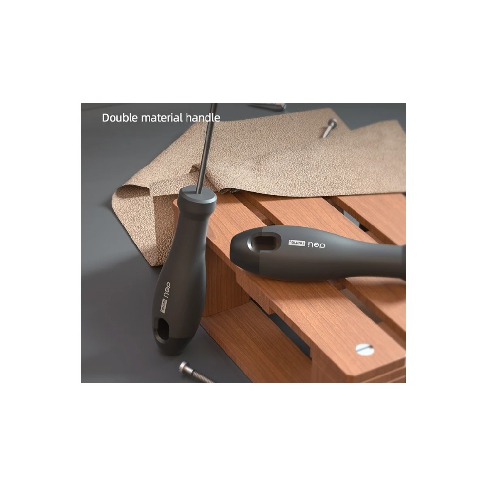 Отвертка Deli HS EHT1103, SL3х75 мм, Soft Touch, черный