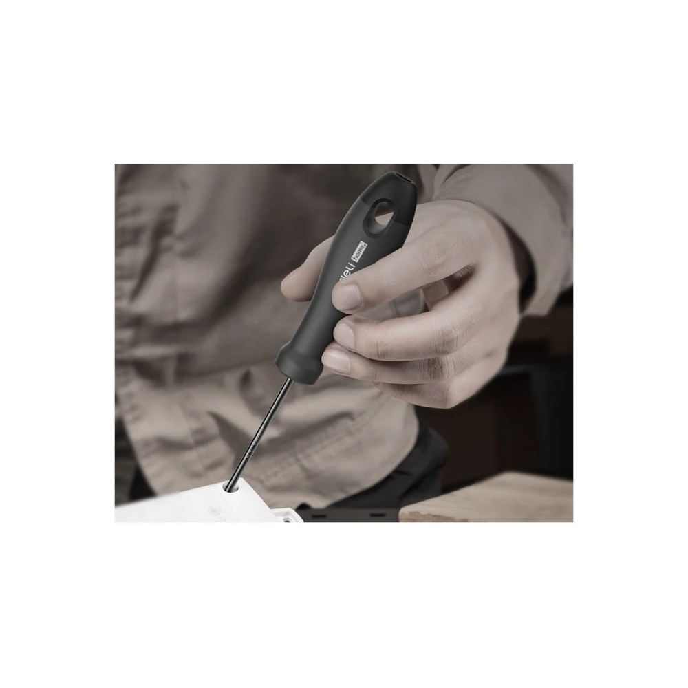 Отвертка Deli HS EHT1105, SL5х100 мм, Soft Touch, черный