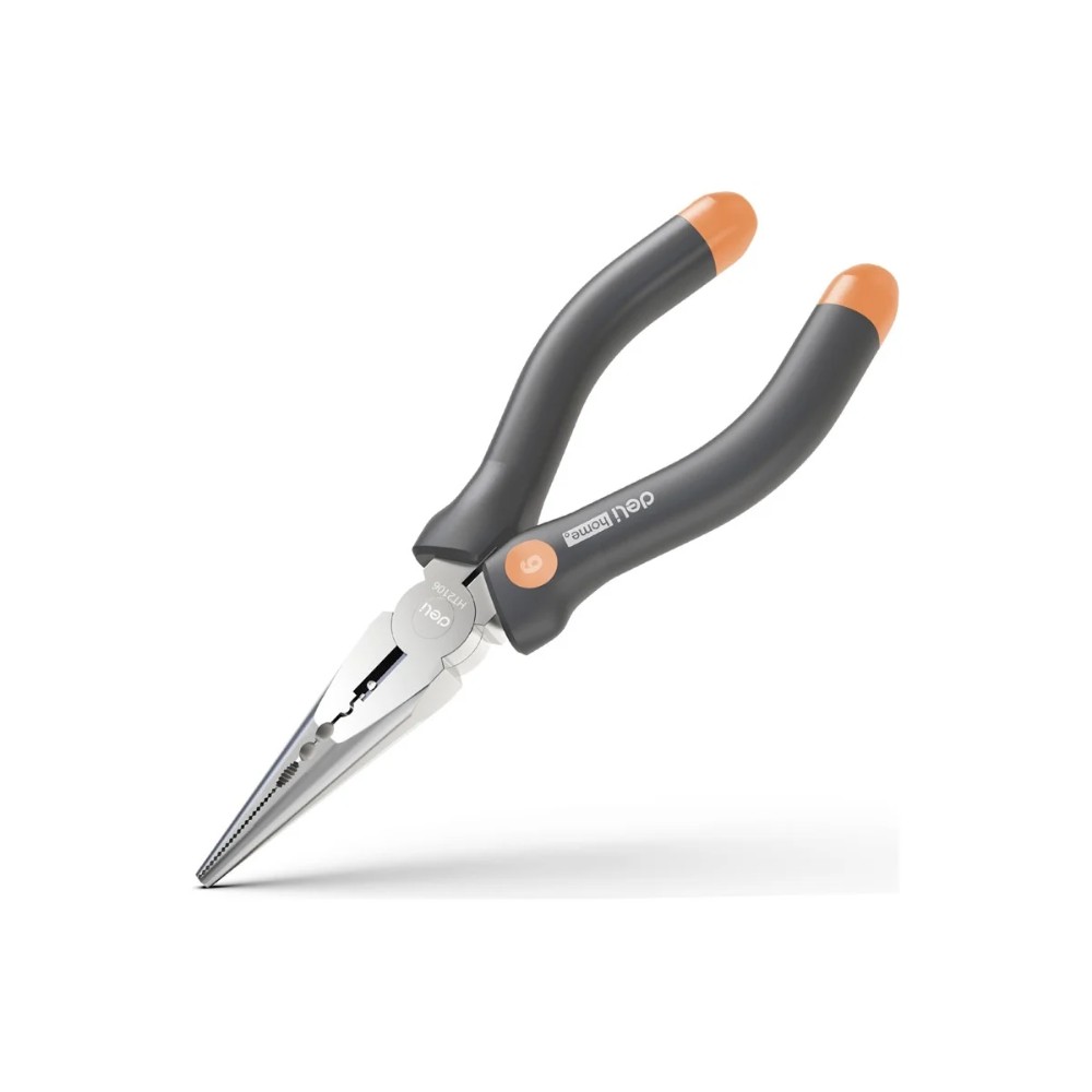 Длинногубцы Deli HS HT2106C, 160 мм, Soft Touch, оранжевый