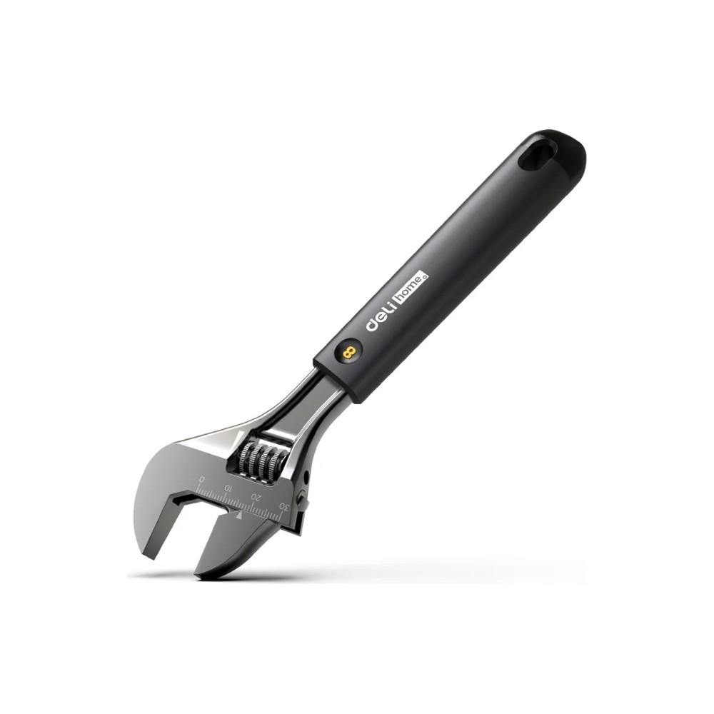 Ключ разводной Deli HS EHT1508, 210 мм, раскрытие губок 0-28 мм, Soft Touch, черный