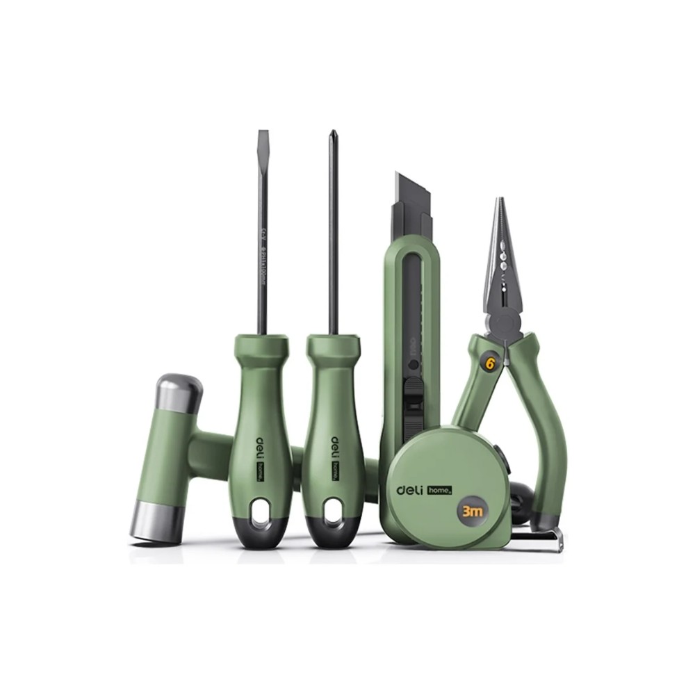 Набор ручного инструмента Deli HS EHT0006L, 6 предметов, Soft Touch, зеленый