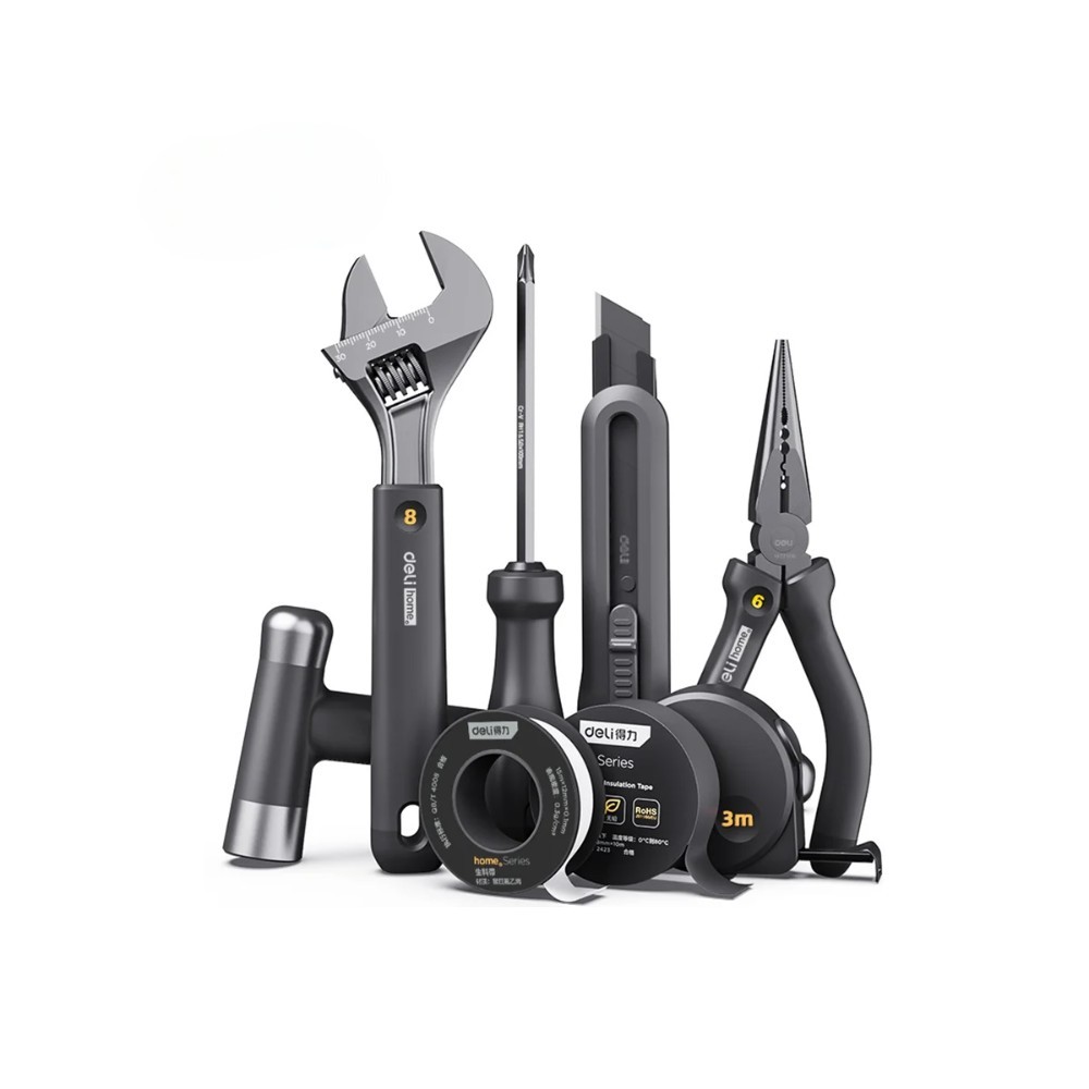 Набор ручного инструмента Deli HS, 8 предметов, Soft Touch, черный