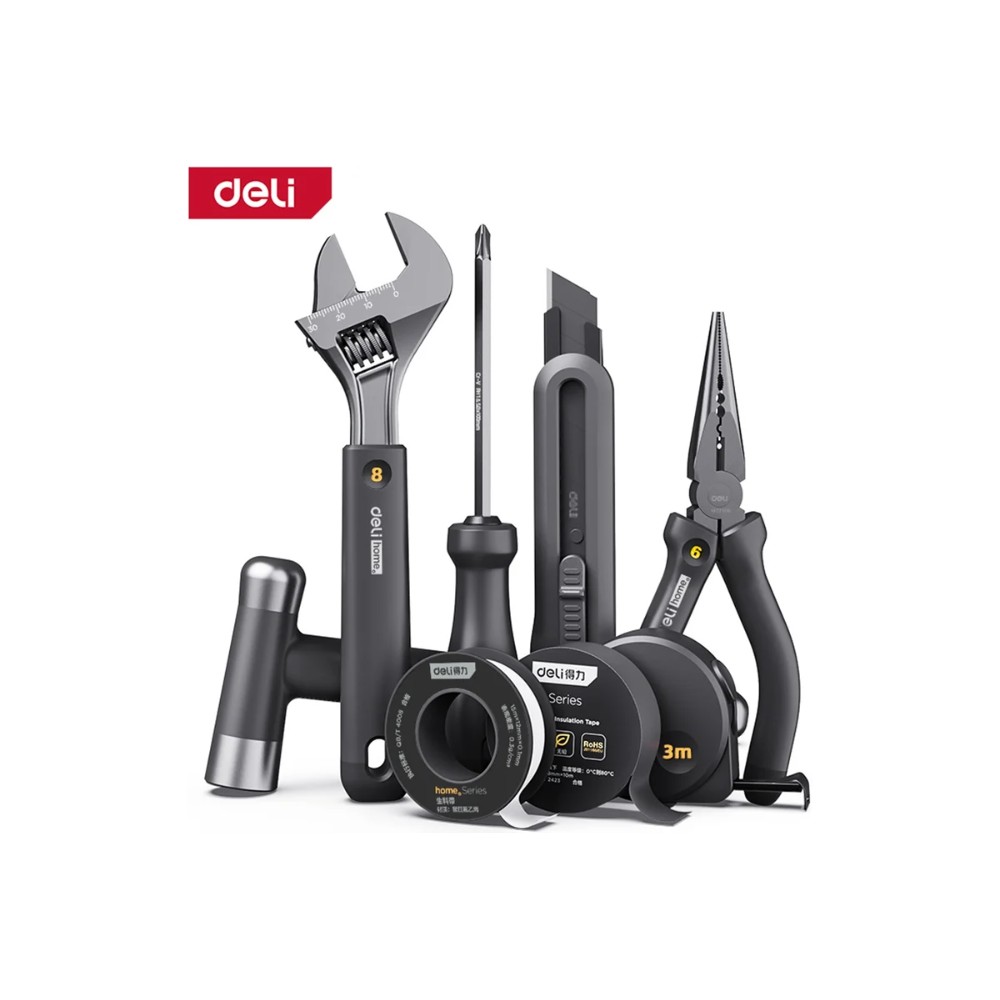 Набор ручного инструмента Deli HS, 8 предметов, Soft Touch, черный