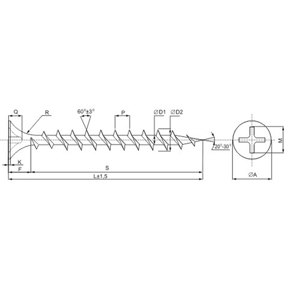 Саморез 4.8х110 мм для монтажа ГКЛ к дереву, фосфат, 250 шт.