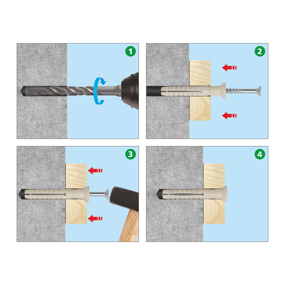 Дюбель-гвоздь потай 6х80 мм, 50 шт.