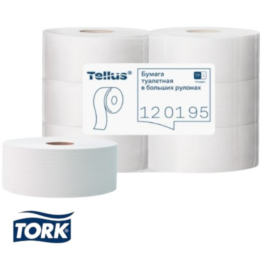 Бумага туалетная Tellus Стандарт ТP1, в больших рулонах, 525 м, 1 слой