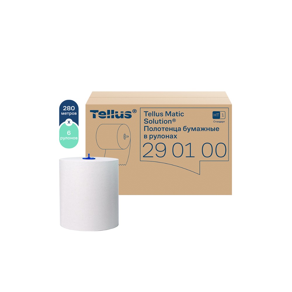 Полотенца бумажные Tellus Matic Стандарт, в рулонах, 1 слой, НT1, 280 м