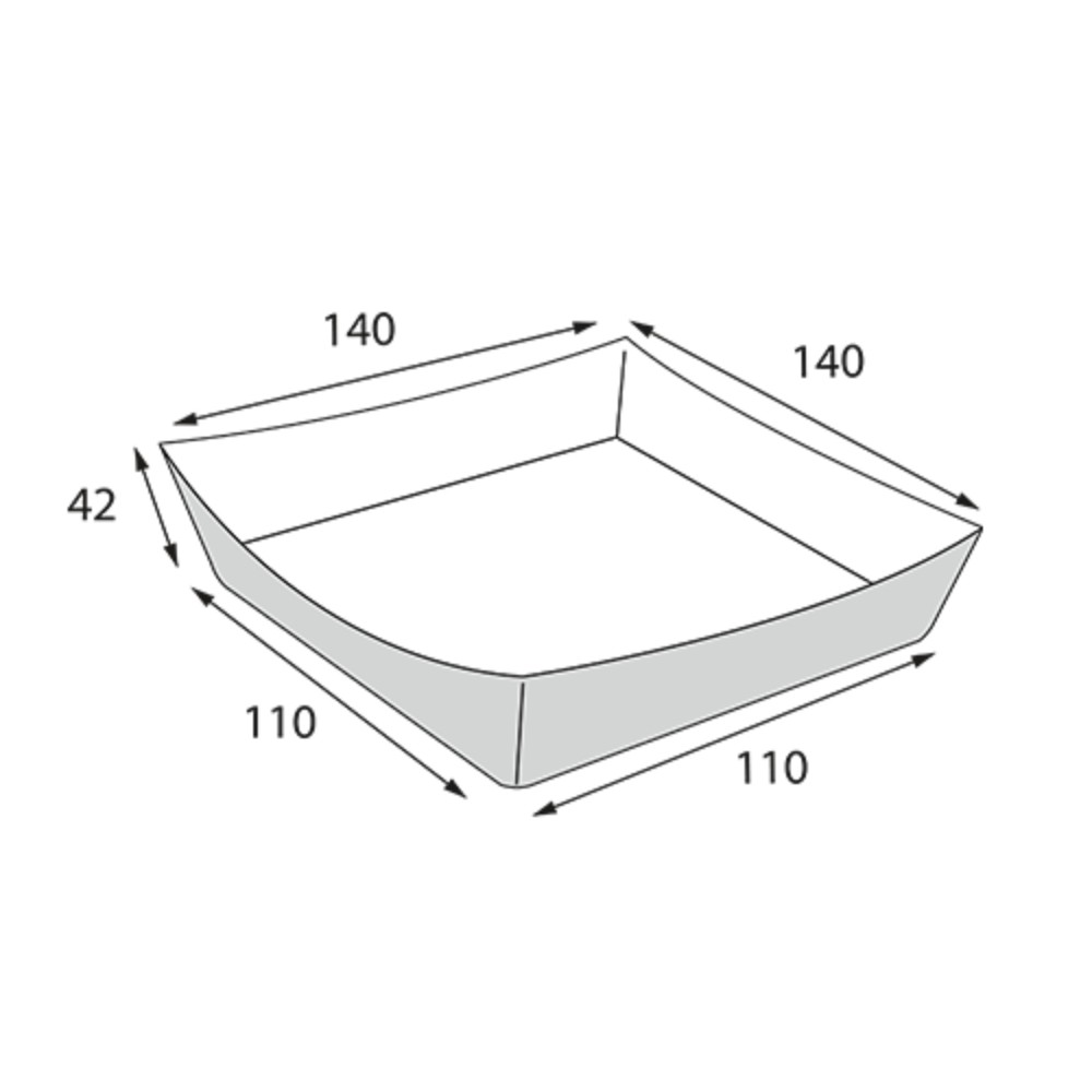 Контейнер бумажный универсальный, 110/140х110/140х42 мм, 480 шт/упак, крафт