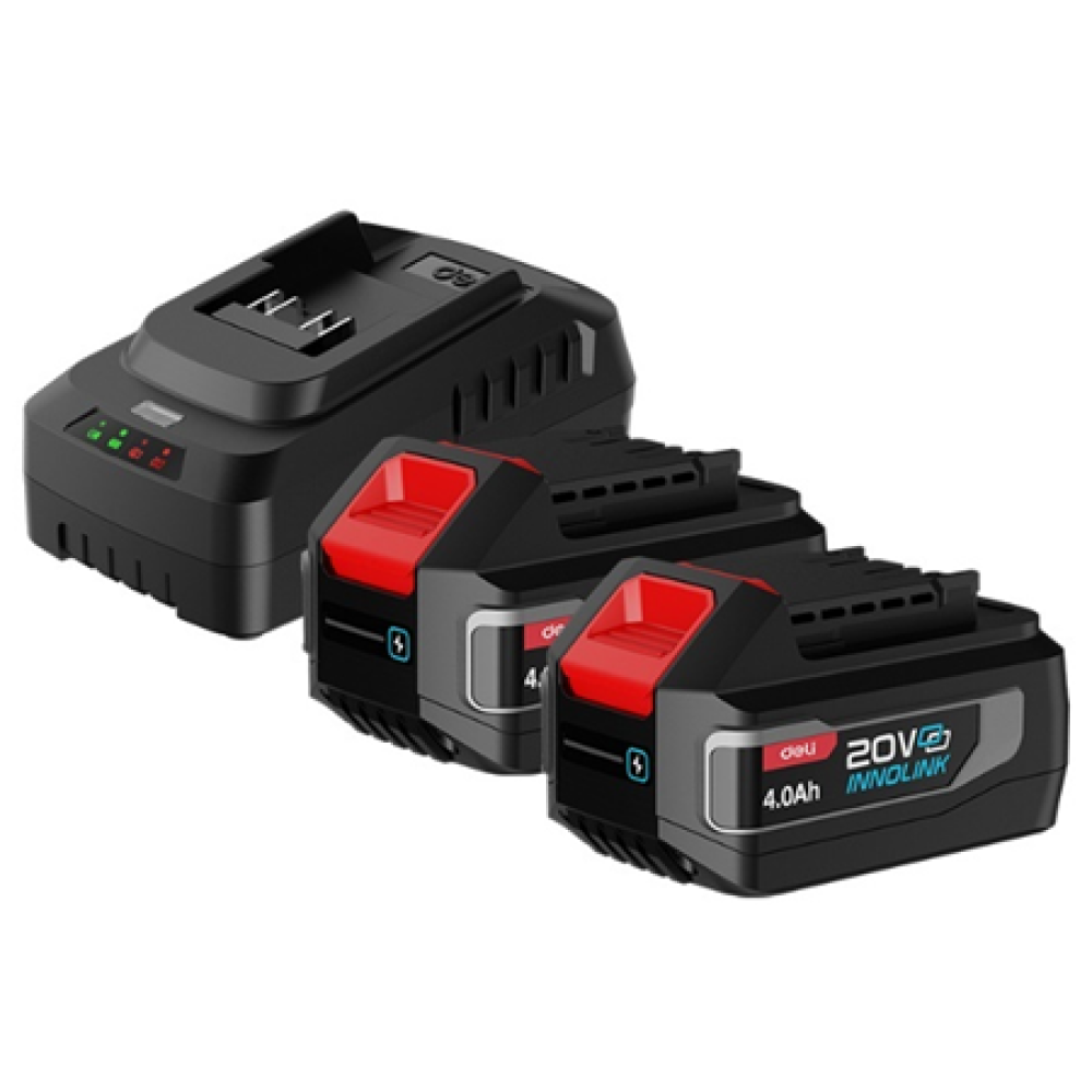 Комплект аккумуляторных батарей и зарядного устройства Deli RS EDE-CM20A4E, 2 АКБ, 4 Ач, З/У 2А