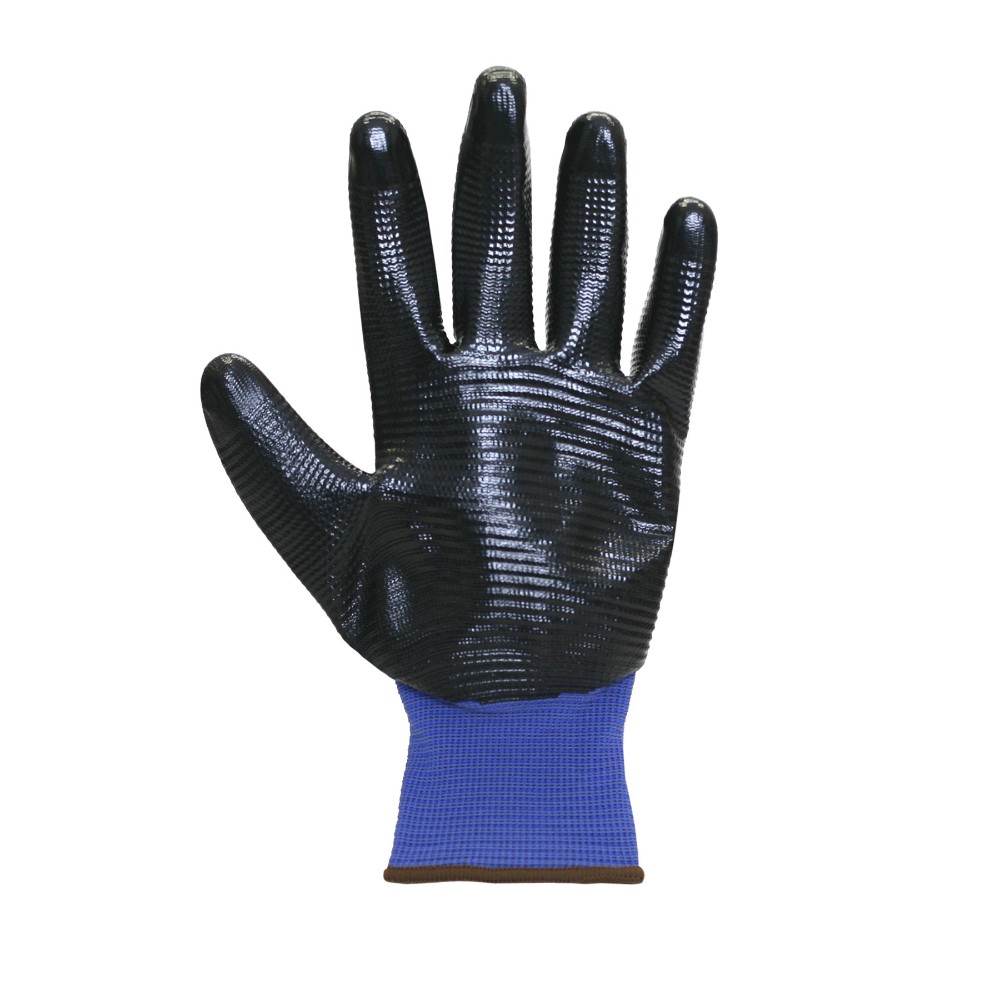 Перчатки полиэстеровые BVB с нитриловым покрытием, Арматурщик, 13 кл. вязки, р-р 10, синий, черный