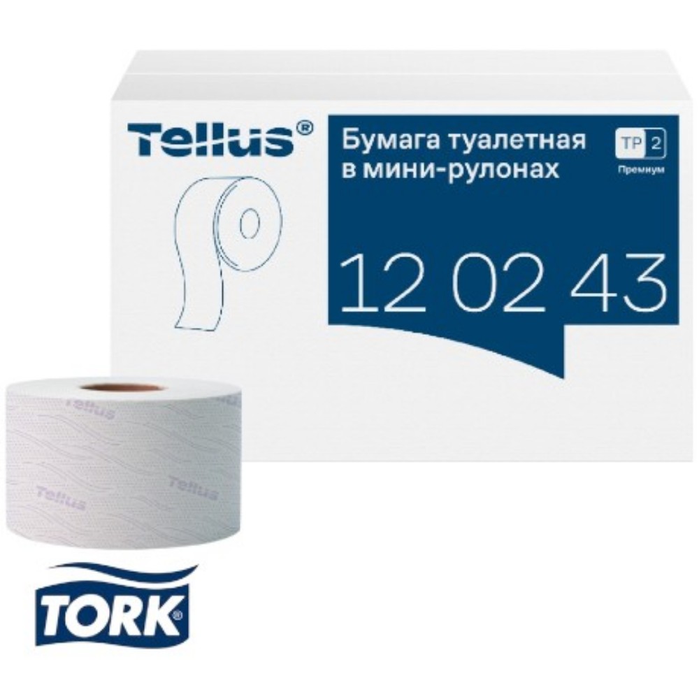 Бумага туалетная Tellus Премиум TP2, в мини-рулонах, 170 м, 2 слоя