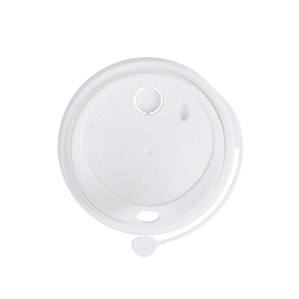 Крышка пластиковая для стаканов d=80 мм, для горячих напитков, 50 шт/упак, флип-топ, белый