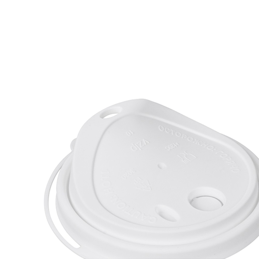 Крышка пластиковая для стаканов d=80 мм, для горячих напитков, 50 шт/упак, флип-топ, белый