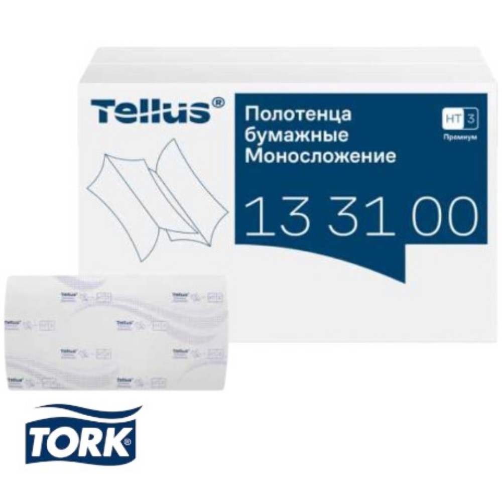 Полотенца бумажные Tellus Синглфолд Премиум, листовые, 2 слоя, 200 листов, H3