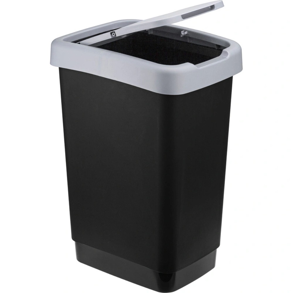 Урна для мусора IDEA, 25 л, пластик, черный, серый