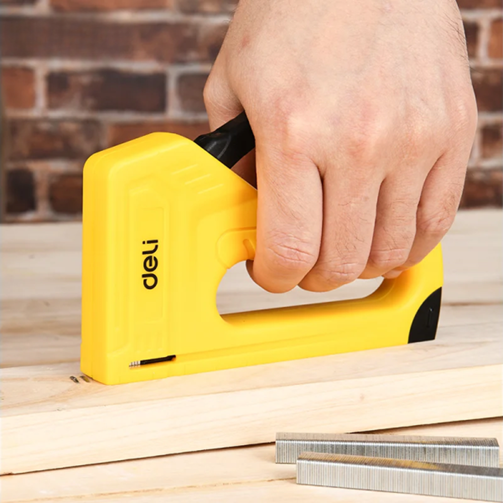 Пистолет скобозабивной Deli EDL238002, 25,5x15x3 см., желтый