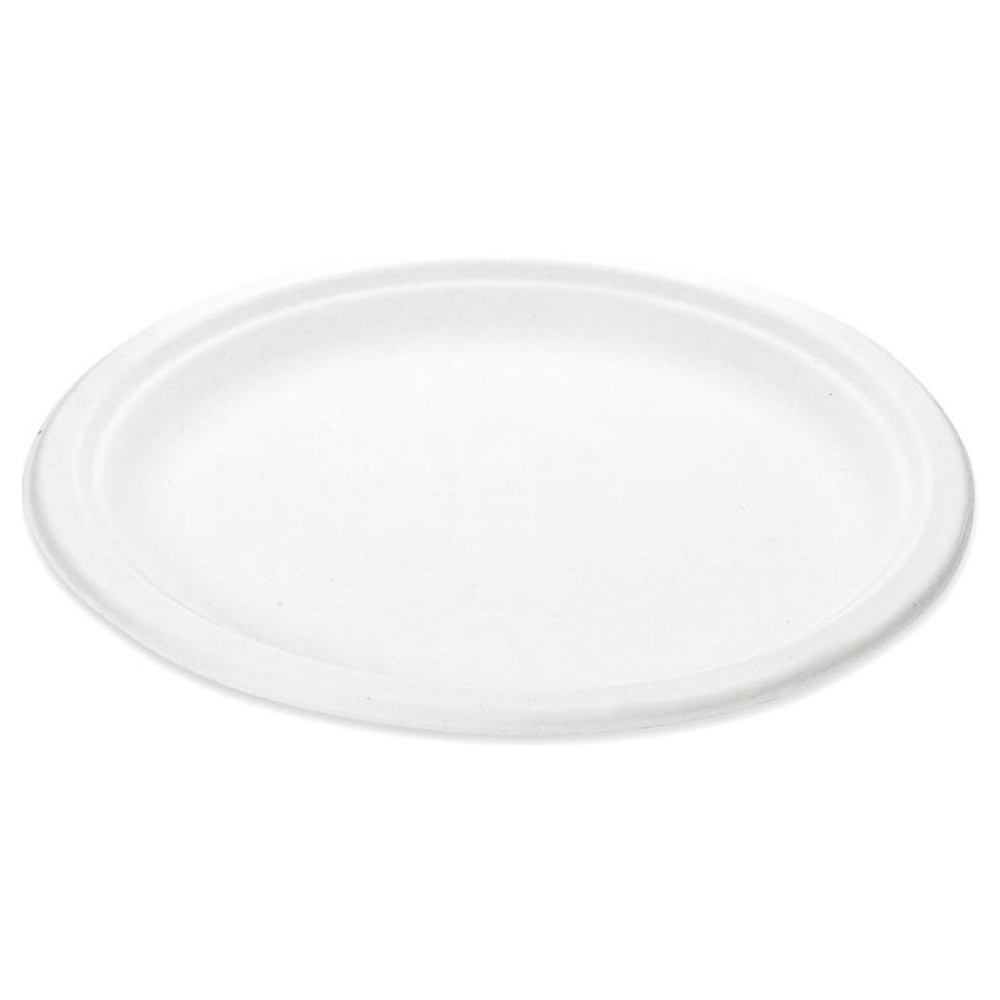 Тарелка из сахарного тростника, 180 мм, одноразовая, 50 шт., белая