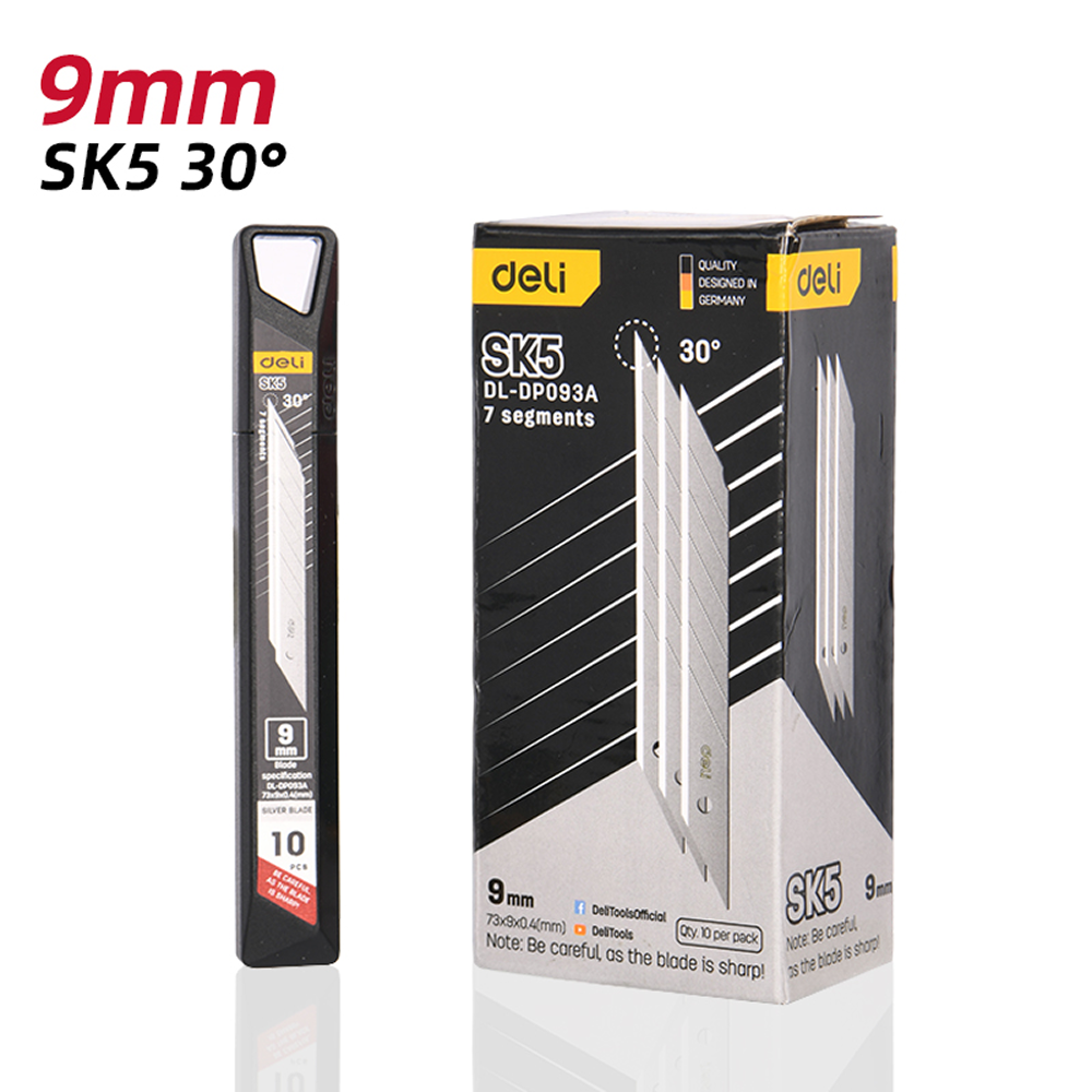 Лезвие для строительного ножа Deli EDL-DP093A, 9 мм, 10 шт.