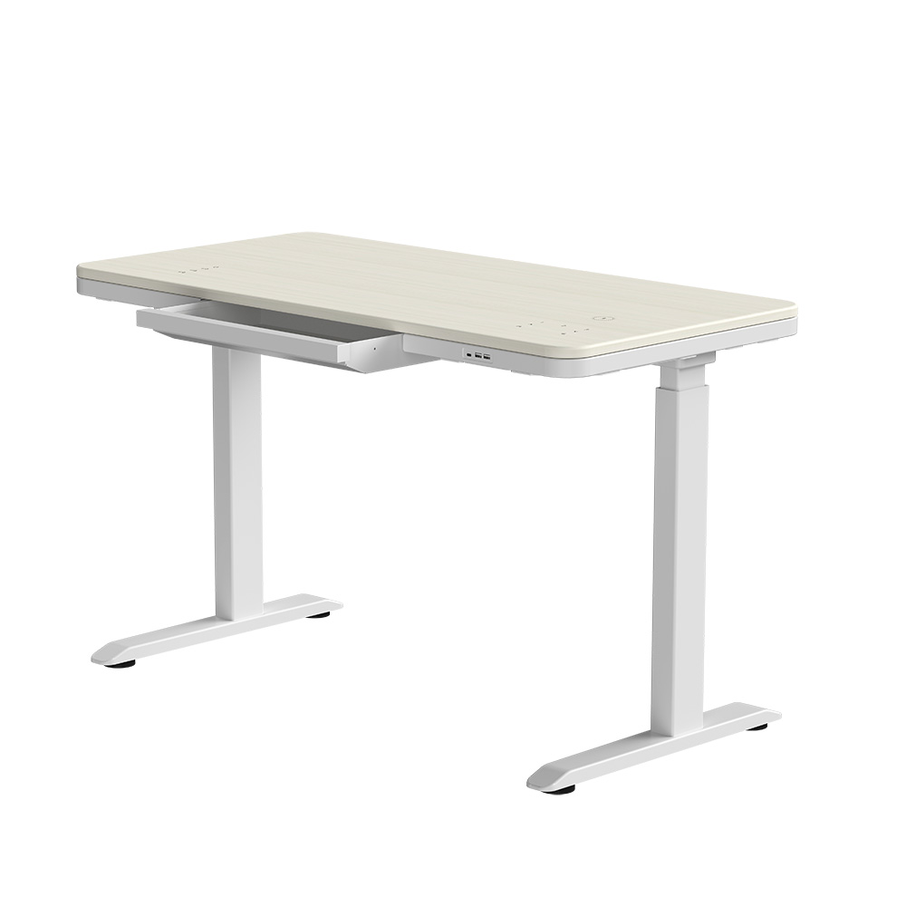 Стол с электроприводом двухмоторный AOKE HOME WOOD, цвет белый/береза