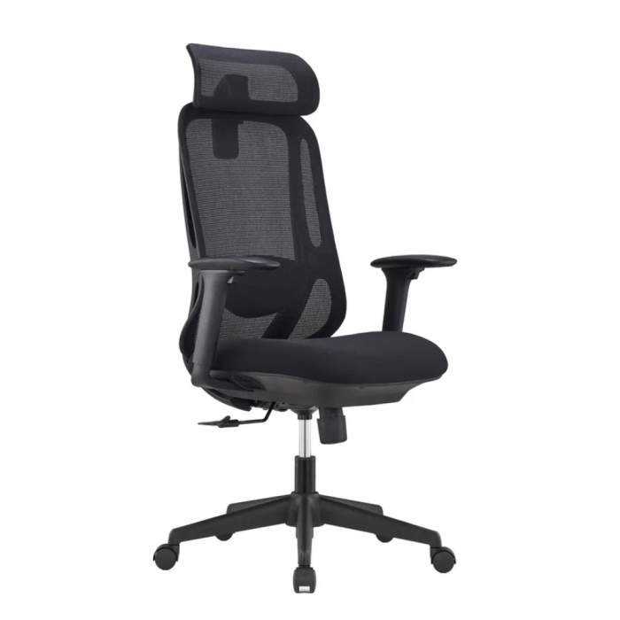 Кресло для руководителя SitZone U-090A, сетка, ткань, пластик, черный