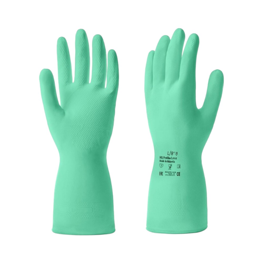 Перчатки латексные с х/б покрытием HQ Profiline р-р M зеленый