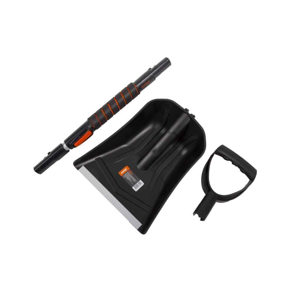 Лопата снеговая автомобильная телескопическая Amigo, 255x300, рукоятка 850-1040, черная