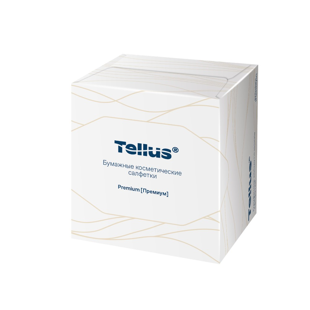 Салфетки косметические Tellus Премиум, 90шт/уп, в кубе