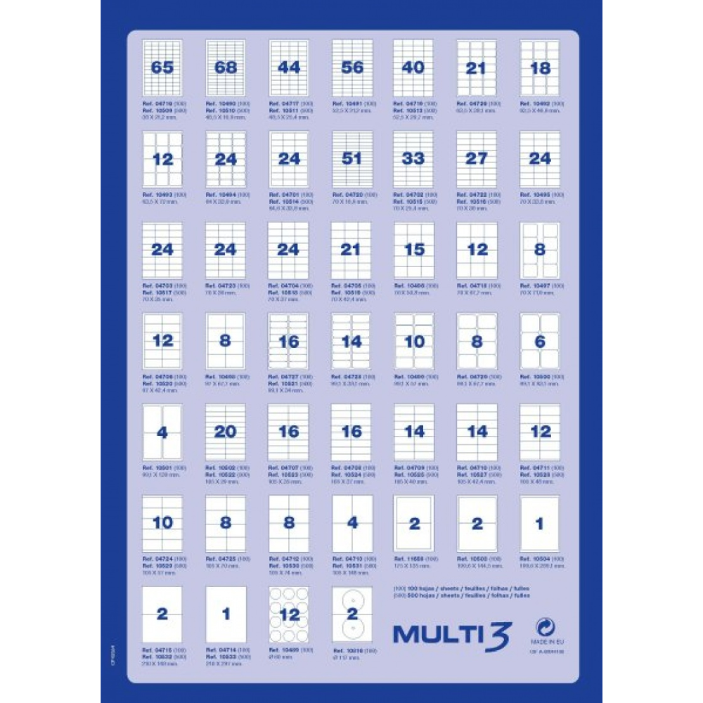 Самоклеящиеся этикетки универсальные MULTI 3, 52.5х29.7 мм, 100 листов, белый
