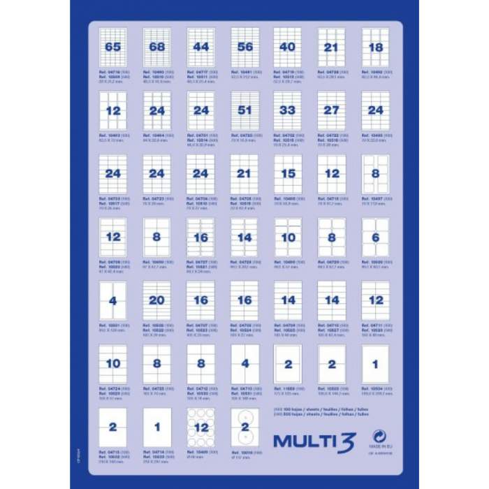 Самоклеящиеся этикетки универсальные MULTI 3, 70х42.4 мм, 100 листов, белый