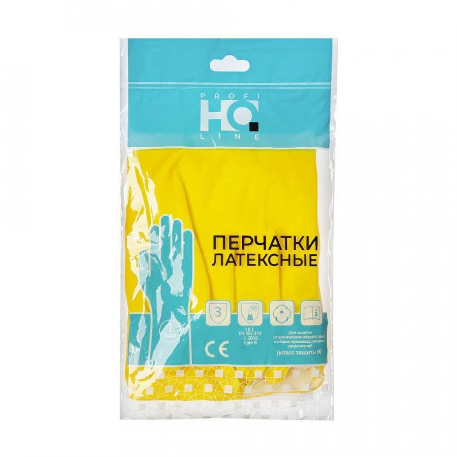 Перчатки латексные HQ Profiline, р-р XL, с х/б покрытием, желтый