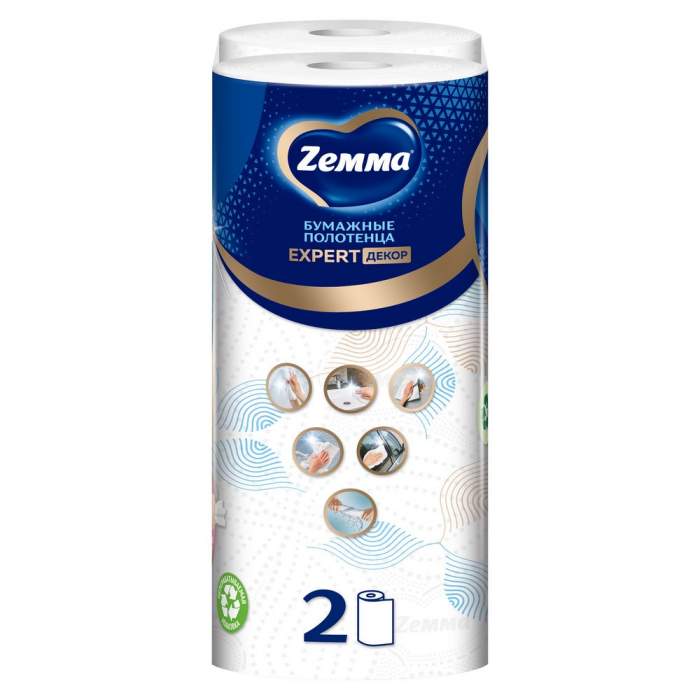 Полотенца бумажные Zemma Expert, 2 рулона, 3 слоя, декор